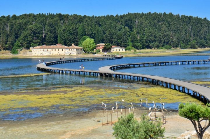 Laguna și mănăstirea Zvernec, lângă Vlore, Albania