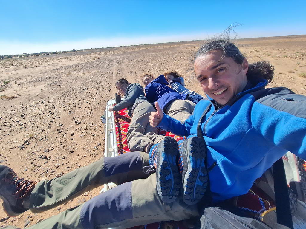 family in a desert safari in Morocco
